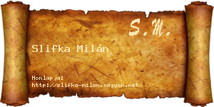 Slifka Milán névjegykártya
